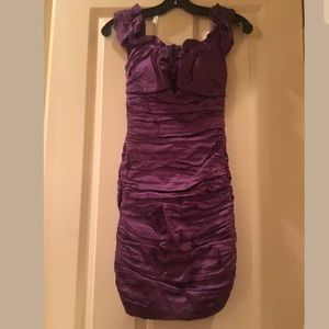 Bcbg maxazria purple ruched dress size 0